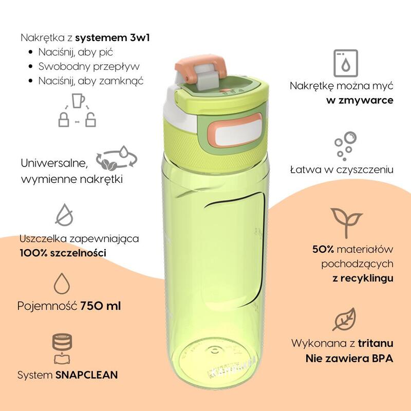 Láhev Elton 750 ml tritan 3v1 víčko BPA free Fine Lime