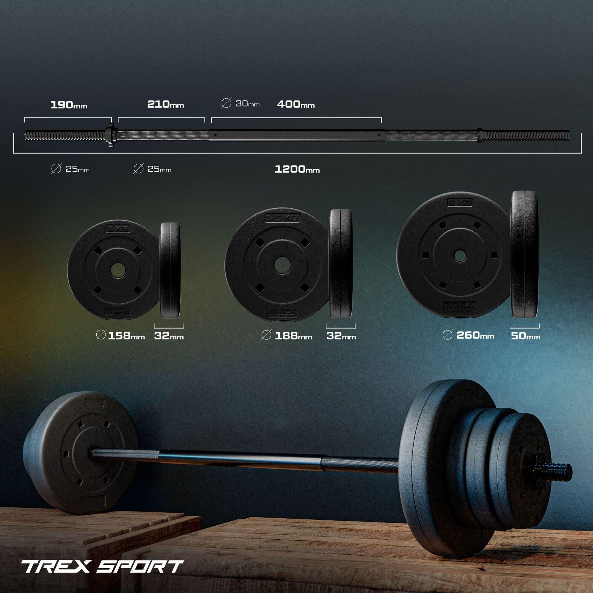 Set de barra y discos Trex Sport 22 kg barra recta 120 cm 3/7