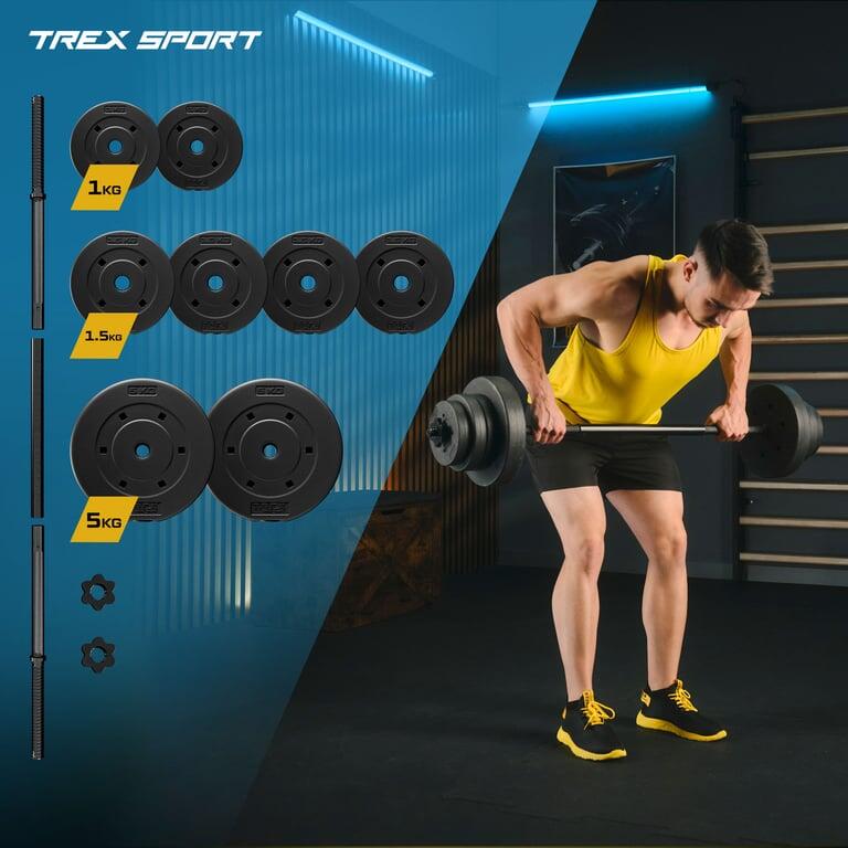Discos Decathlon Decathlon Barra Halterofilia Halterofilia Barra De 22 Kg Set De Barra Y Discos Trex Sport 22 Kg Barra  Recta 120 Cm Decathlon