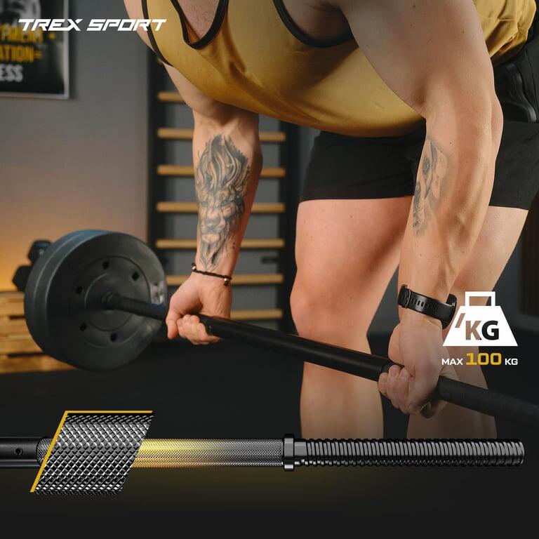 Set haltères en bitume Trex Sport 55 kg avec barre de musculation 180 cm 5/7