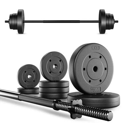 Set haltères en bitume Trex Sport 22 kg avec barre de musculation 120 cm