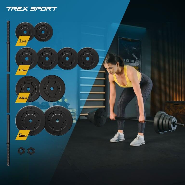 Set bilanciere con pesi bituminosi Trex Sport 28 kg barra 150 cm 3/7