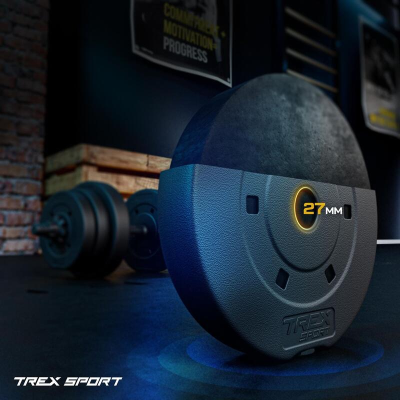 Set greutăți bituminoase cu bară Trex Sport 46kg, bară dreaptă 150cm