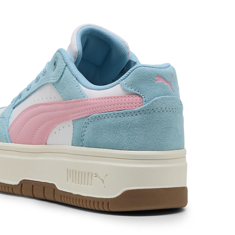 Damskie sneakersy Rebound Femme Low Suede PUMA White Pinkscape Aqua Pink Blue