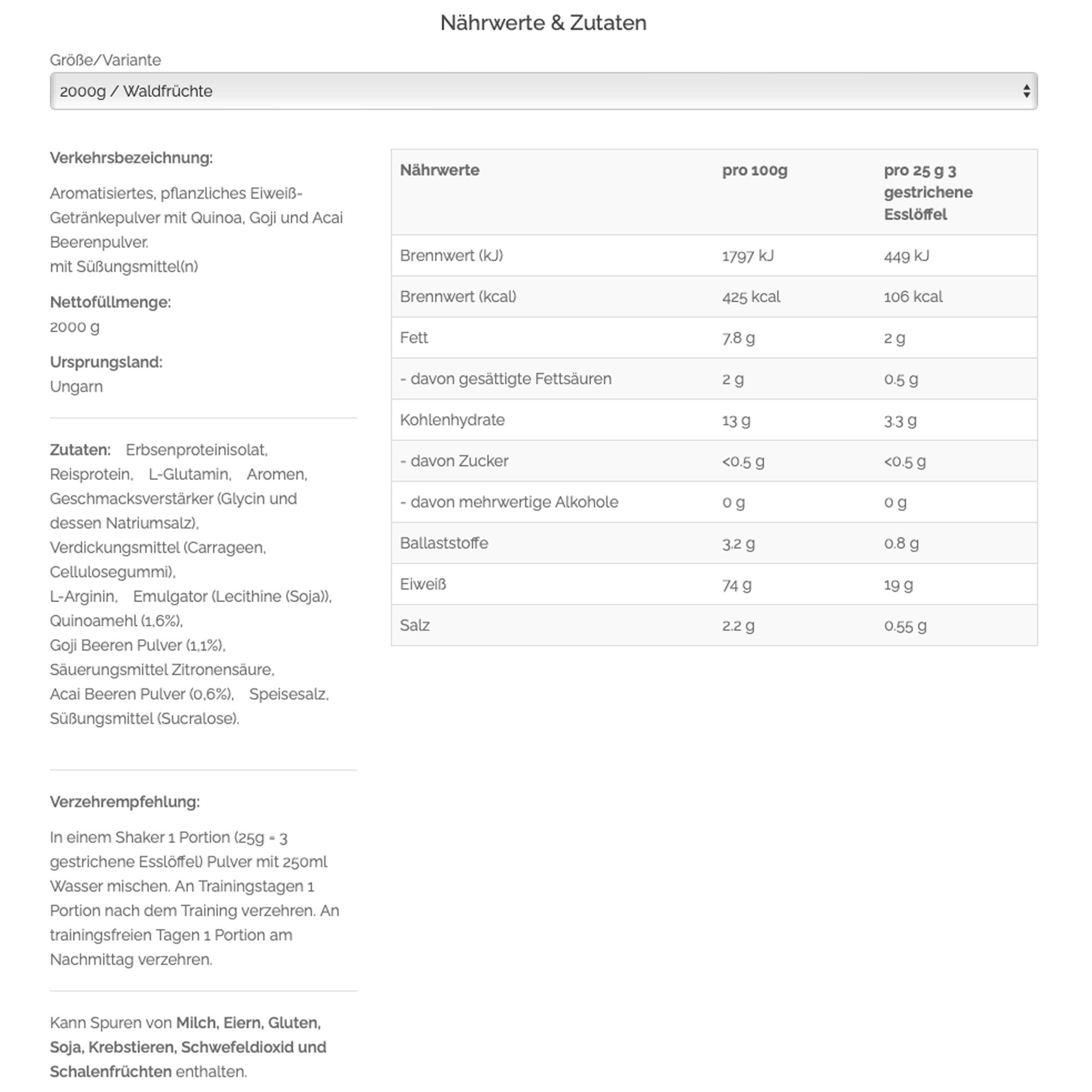 Erwteneiwit - Vegan Protein (2000g) - Bosvruchten 4/5