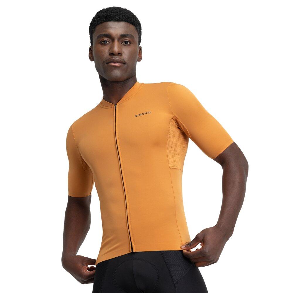Siroko - Maillot Vélo Manches Courtes En Tissu Recyclé Homme Cyclisme M6r Apricot Orang - Maillot Manches Courtes - Jaune|orange - Decathlon