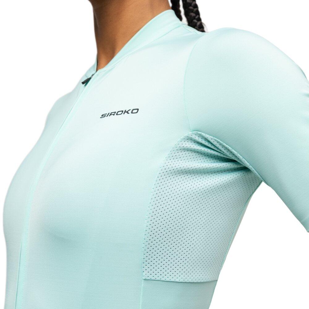 Maillot vélo manches courtes en tissu recyclé femme Cyclisme M6R Fresh Turquoi 4/7