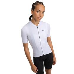Maillot vélo manches courtes en tissu recyclé femme Cyclisme M6R Pure Blanc
