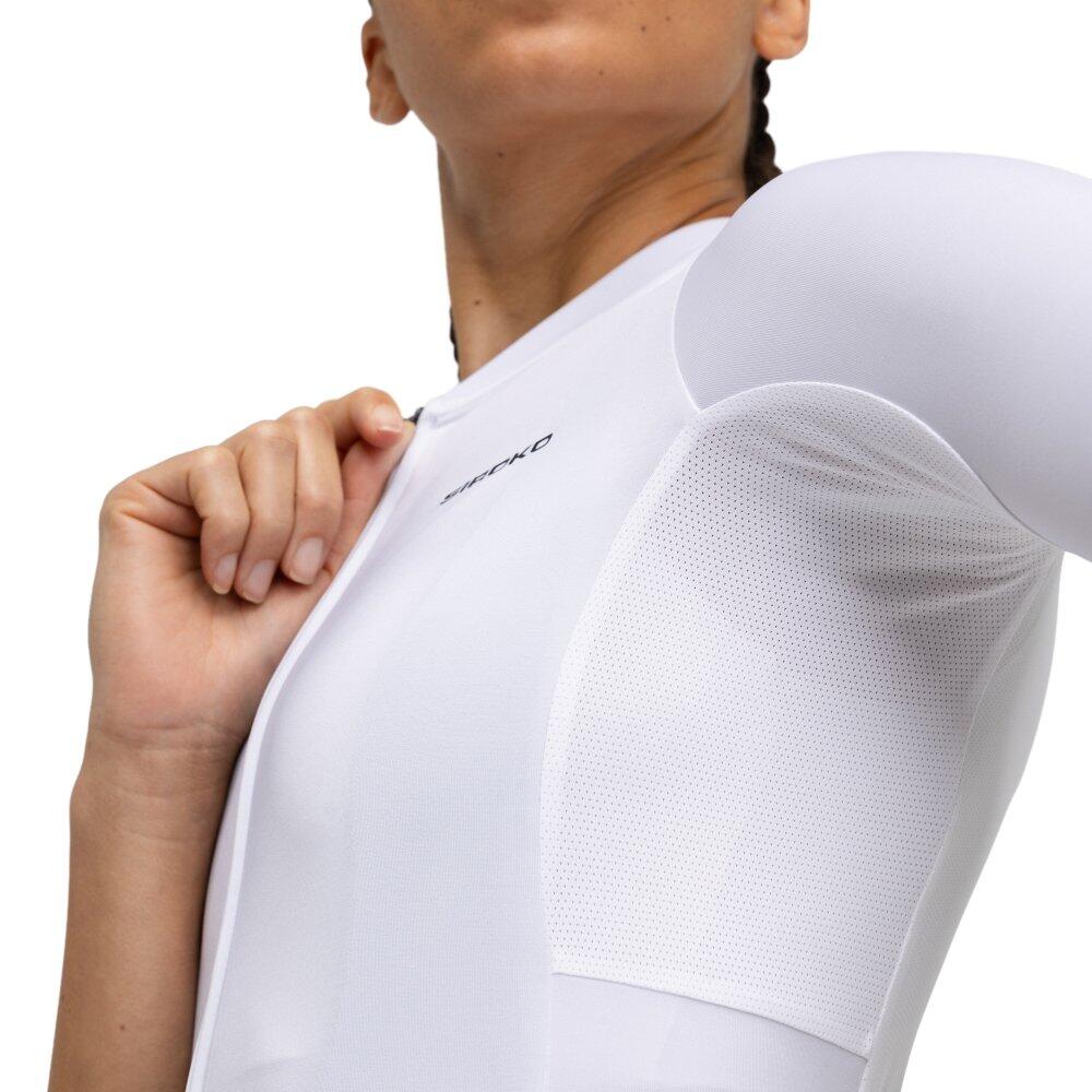 Women Cycling 's short sleeve jersey in recycled fabrics M6R Pure White 4/7