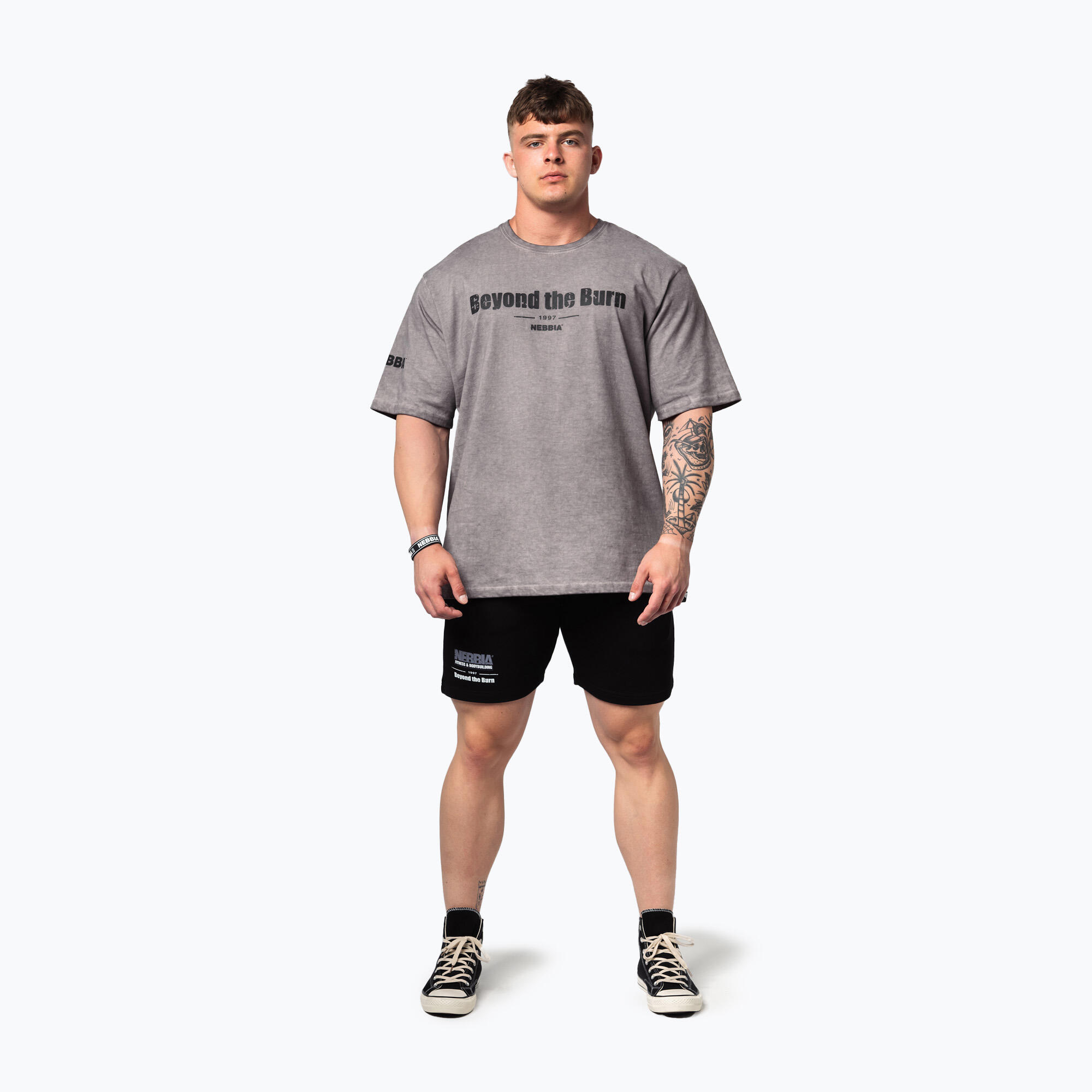 T-shirt d'entraînement homme NEBBIA Washed-Off Heavyweight Grind 1/5