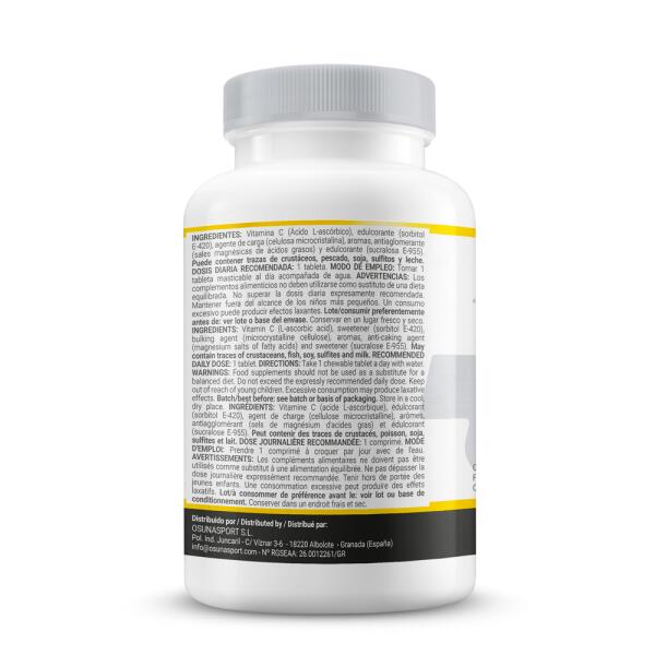 Witamina C 1000 mg do żucia - 60 tabletek o smaku truskawkowo-kwaśnym MASMUSCULO