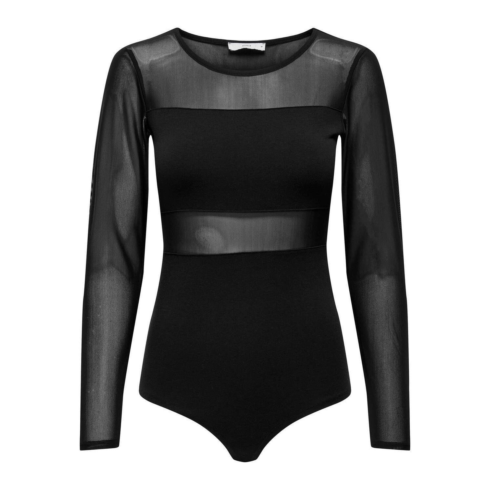 Only - T-shirt Manches Longues Onlesther L/s Mesh Stocking Jrs Noos Femme Noir - T-shirt Manches Longues - Noir - Decathlon