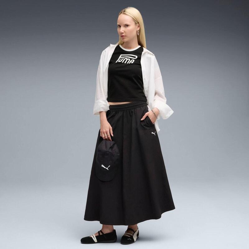 Fusta femei Puma T7 Woven Midi Skirt, Negru