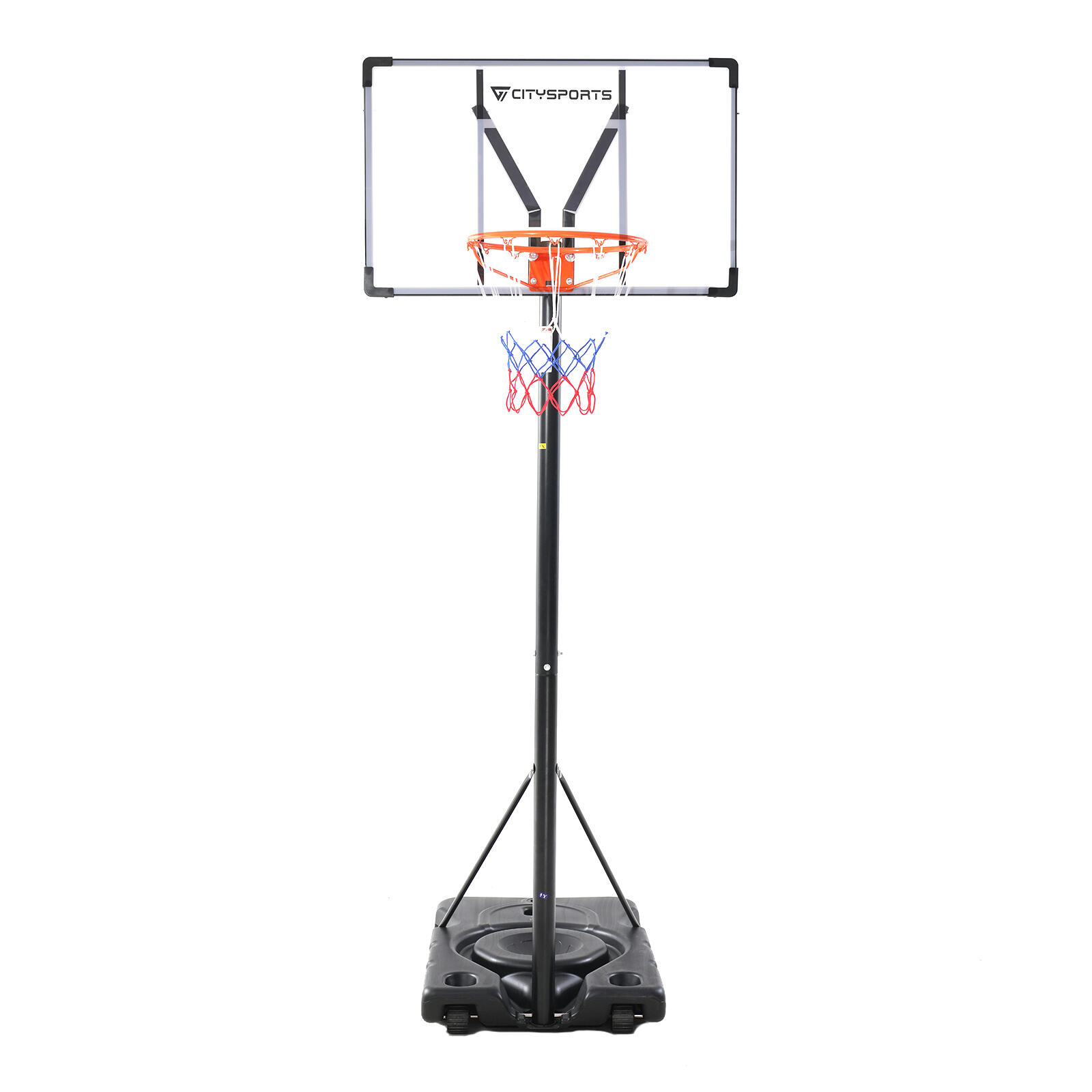 Cesta de basquetebol ajustável de 1,85m a 3,05m qj2 com rodas