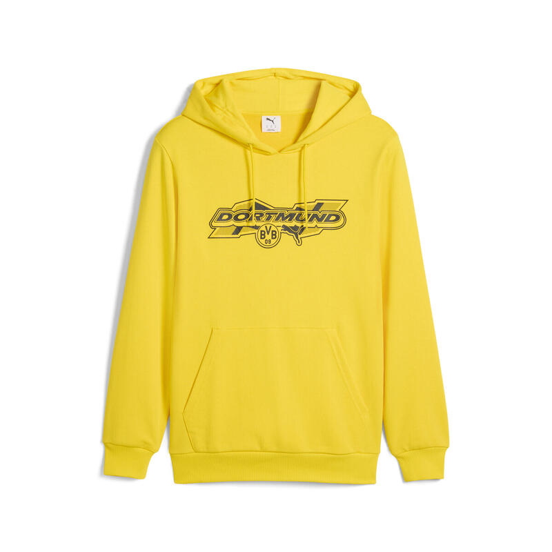 Pulover bărbați cu glugă și buzunar frontal Ftblculture, galben PUMA