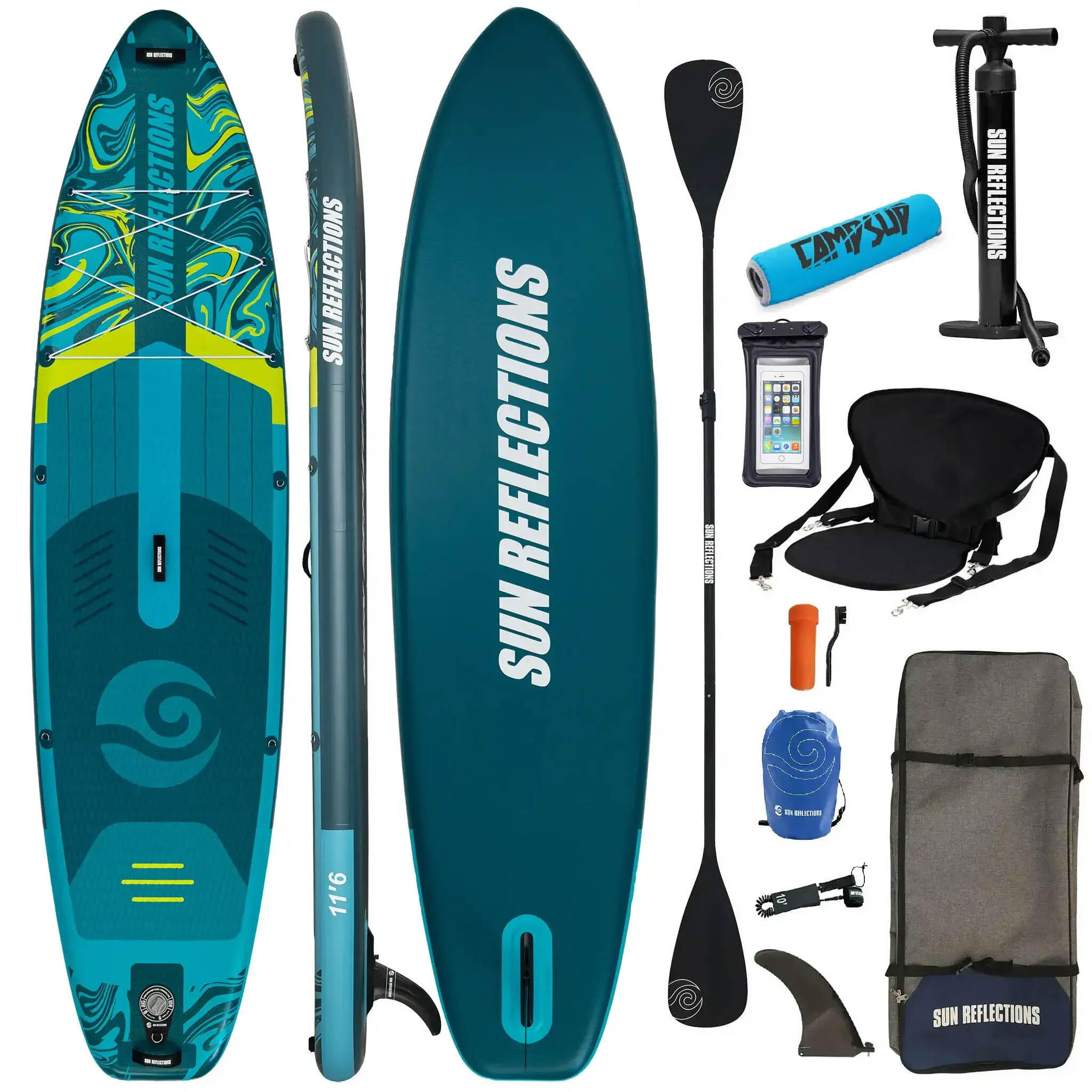 Deska Sup Pompowana Sun Reflections L 11'6" Combo Emerald Drift + Bojka 1/7