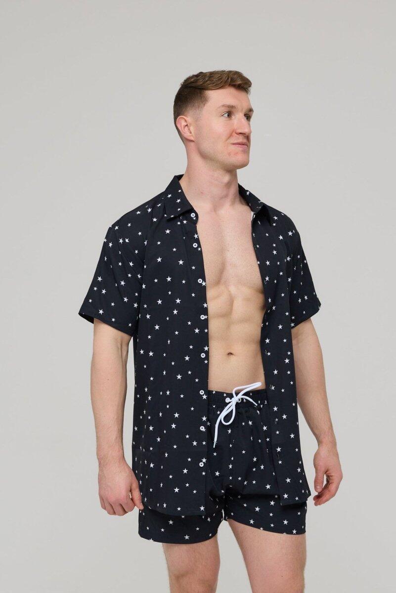 Homme Plage Chemise Manches Courtes Shining Star 5/7