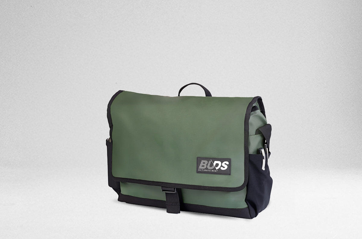 CITY BAG LIGHT - Sac coursier bandoulière water resistant - noir/kaki 4/7
