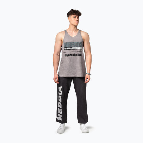 Maglietta da allenamento uomo NEBBIA Washed-Off Stringer Max Out