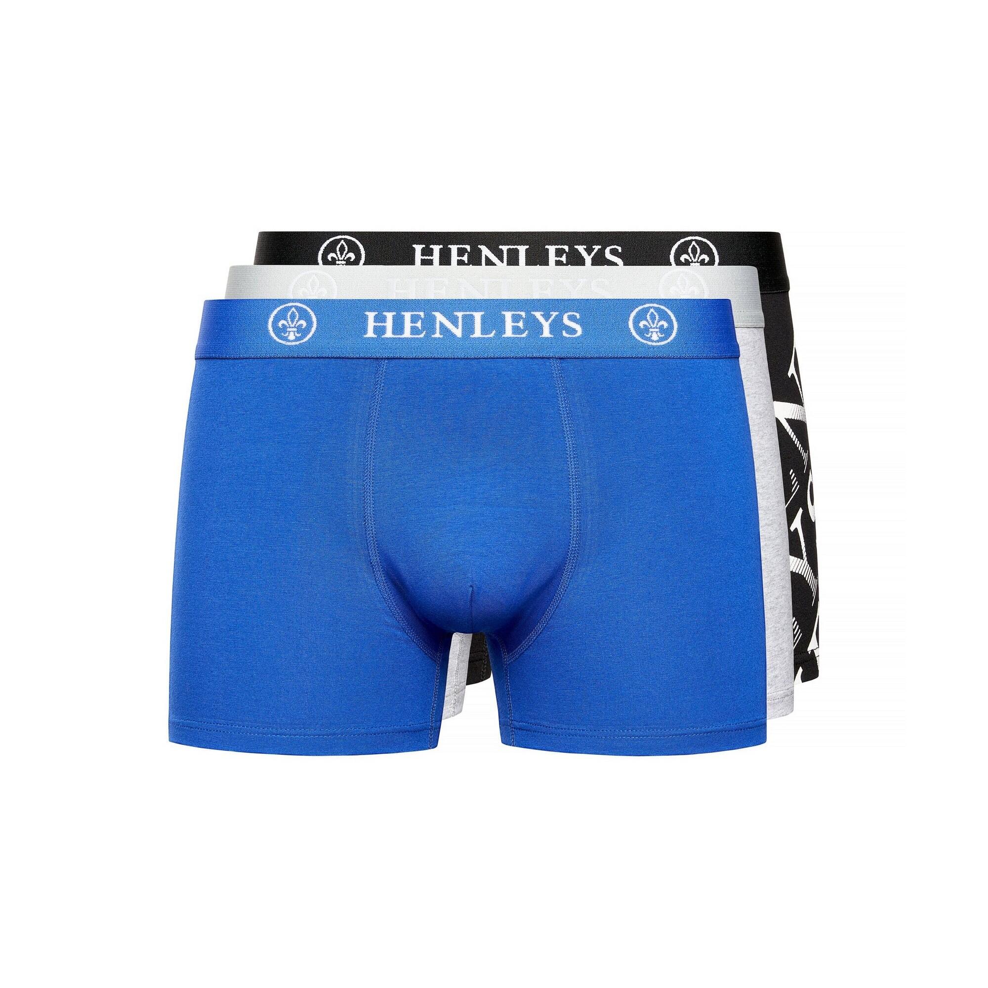 Henleys Mens Henline Assorted Designs Boxer Shorts (Pack of 3)