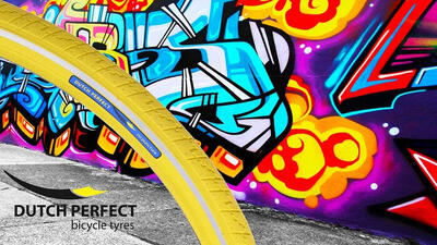 Nederlandse perfecte band 28 x 1 ½ 40-635 - punctievrij en geel met reflectie