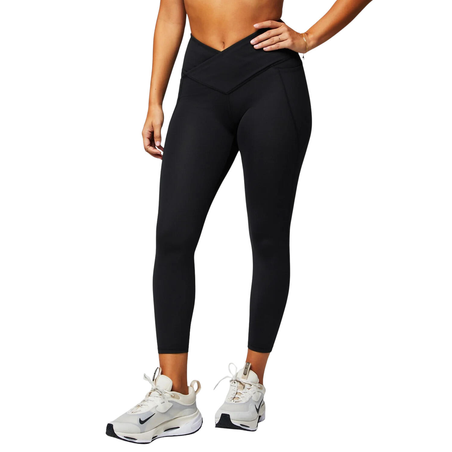 Fabletics - Legging 7/8 Taille Haute Croisée Femme Fabletics Oasis - Legging - Noir - Decathlon