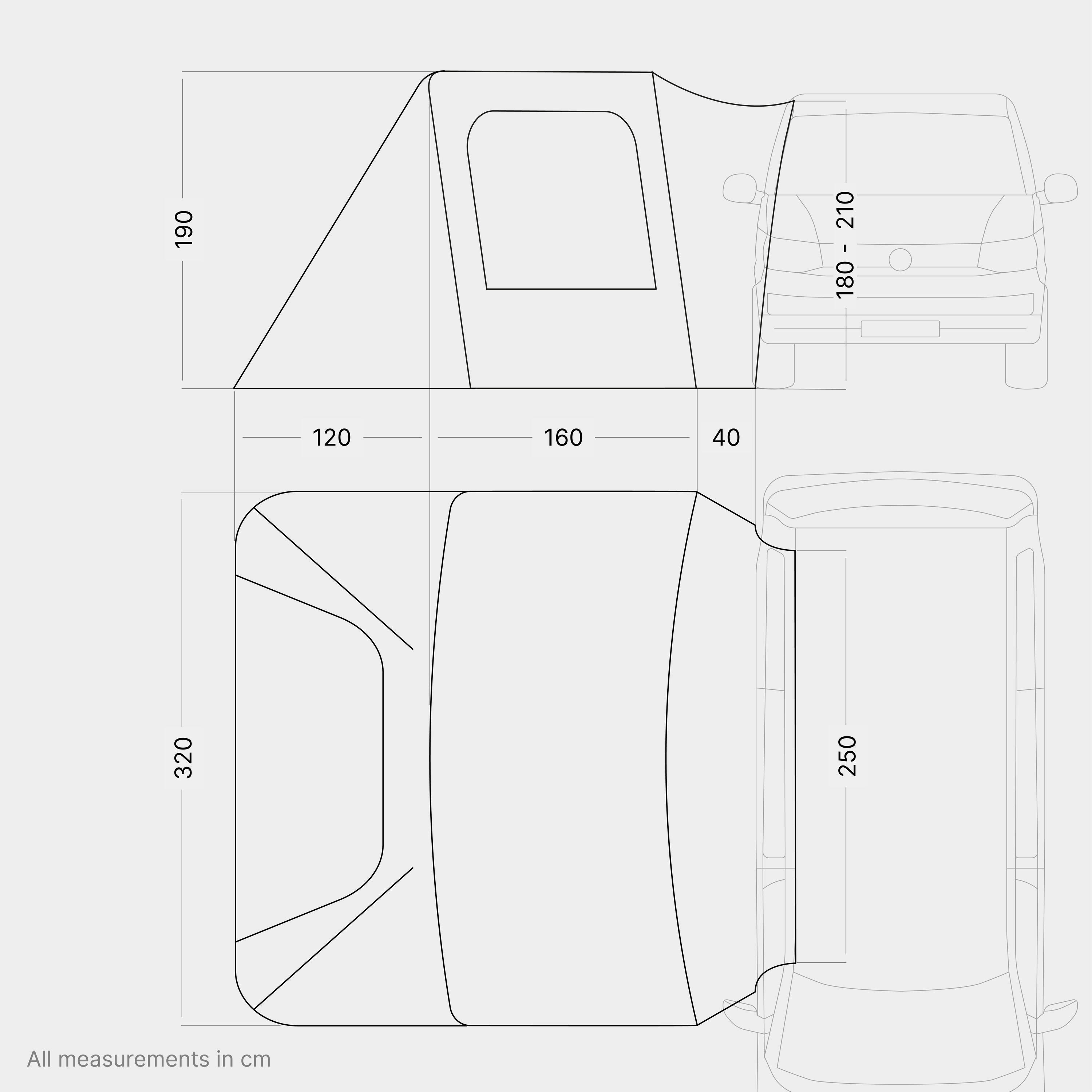 Motor Canopy Auvent pour bus (protection UV80) pour rail de fixation, avec porte 2/6