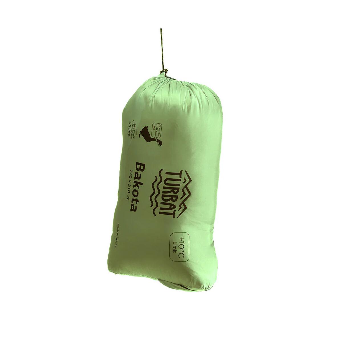 TURBAT Sacco a pelo coperta Down Bakota 10°C 210 x 170 – Verde