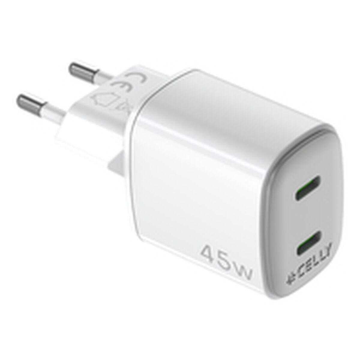 Chargeur mural Celly UPTC2USBC45WWH Prise EU 2/5