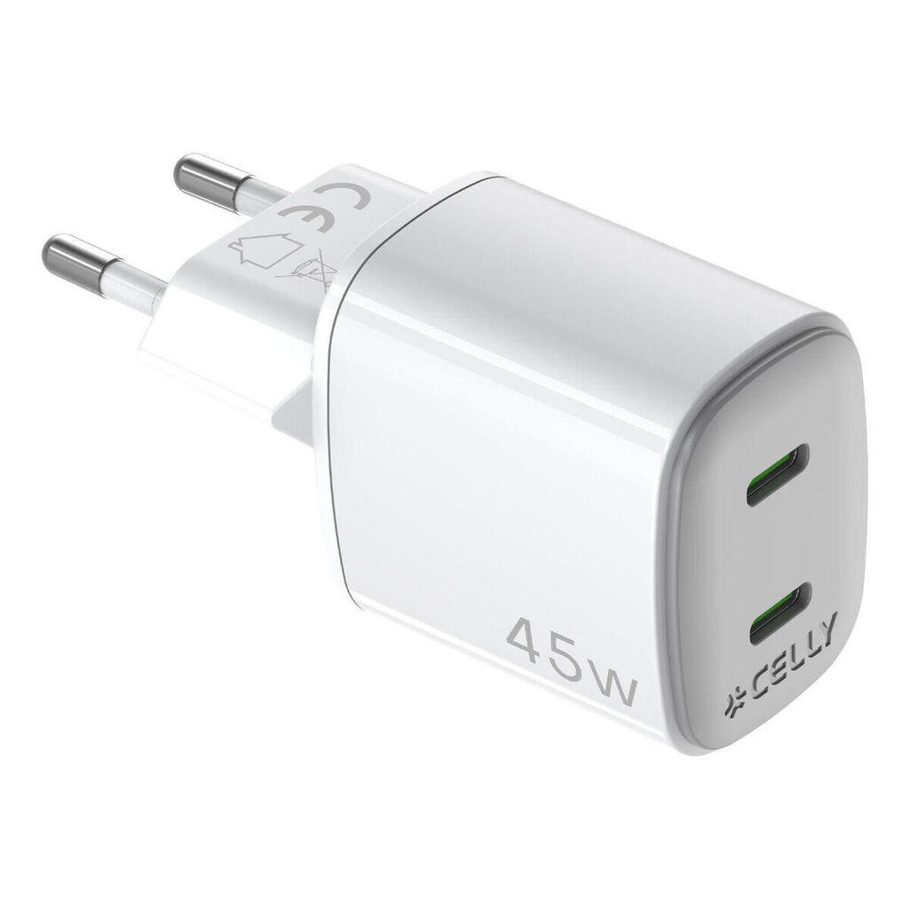Wall Charger Celly UPTC2USBC45WWH Plug EU