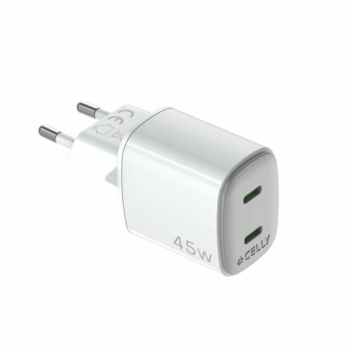 Chargeur mural Celly UPTC2USBC45WWH Prise EU 4/5