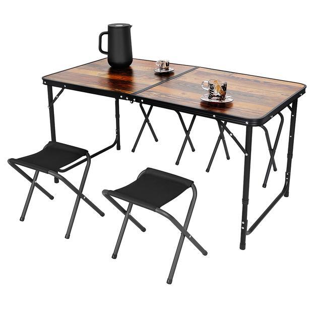 Stół kempingowy Enero Camp 120x60x70/62/55cm i 4 stołki składane w walizkę