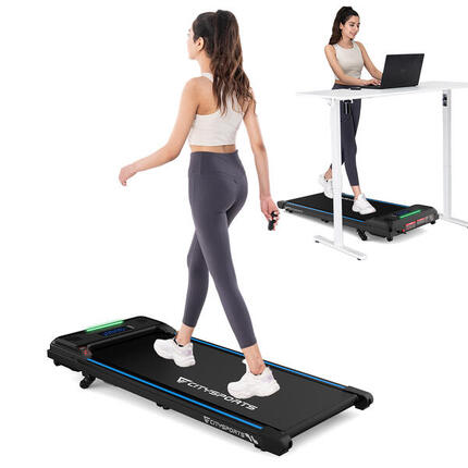 Tapis de Marche Inclinable 13.41%-3 Positions.440w,6.0km/h,Lumière LED,Noir/Bleu