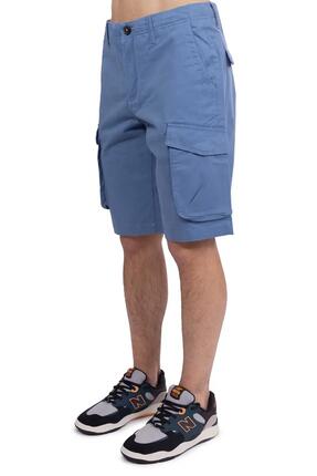 Shorts - Casual - Homme - Bermudas cargo, grandes poches, coton élastane - Bleu