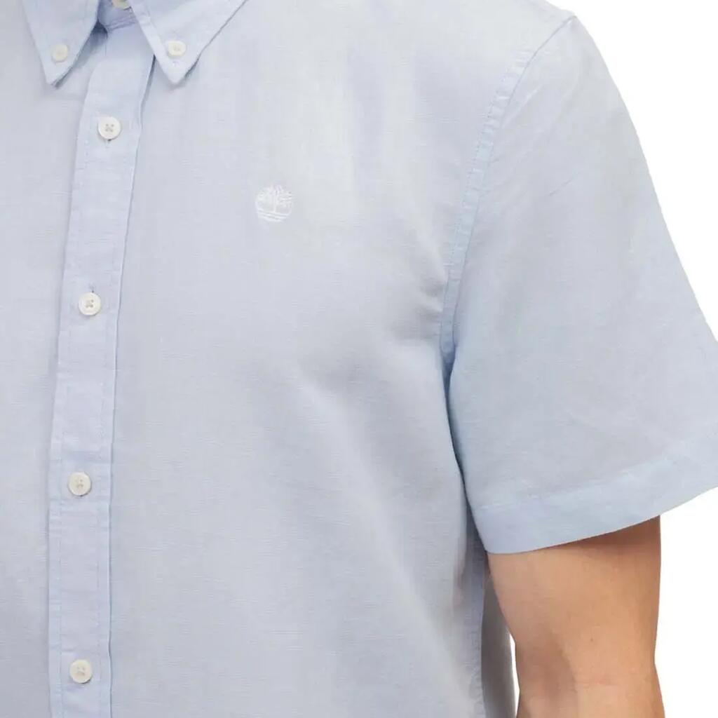 Men - Casual Shirt - Slim Fit Short Sleeve Linen-Cotton