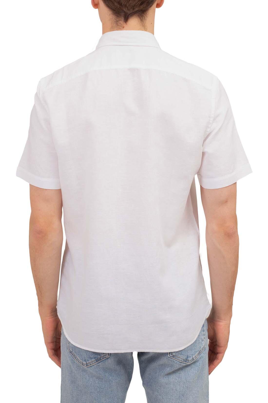 Herren - Sportswear - Hemd - Slim Fit, kurzärmelig, Leinenmischung - weiß 3/4
