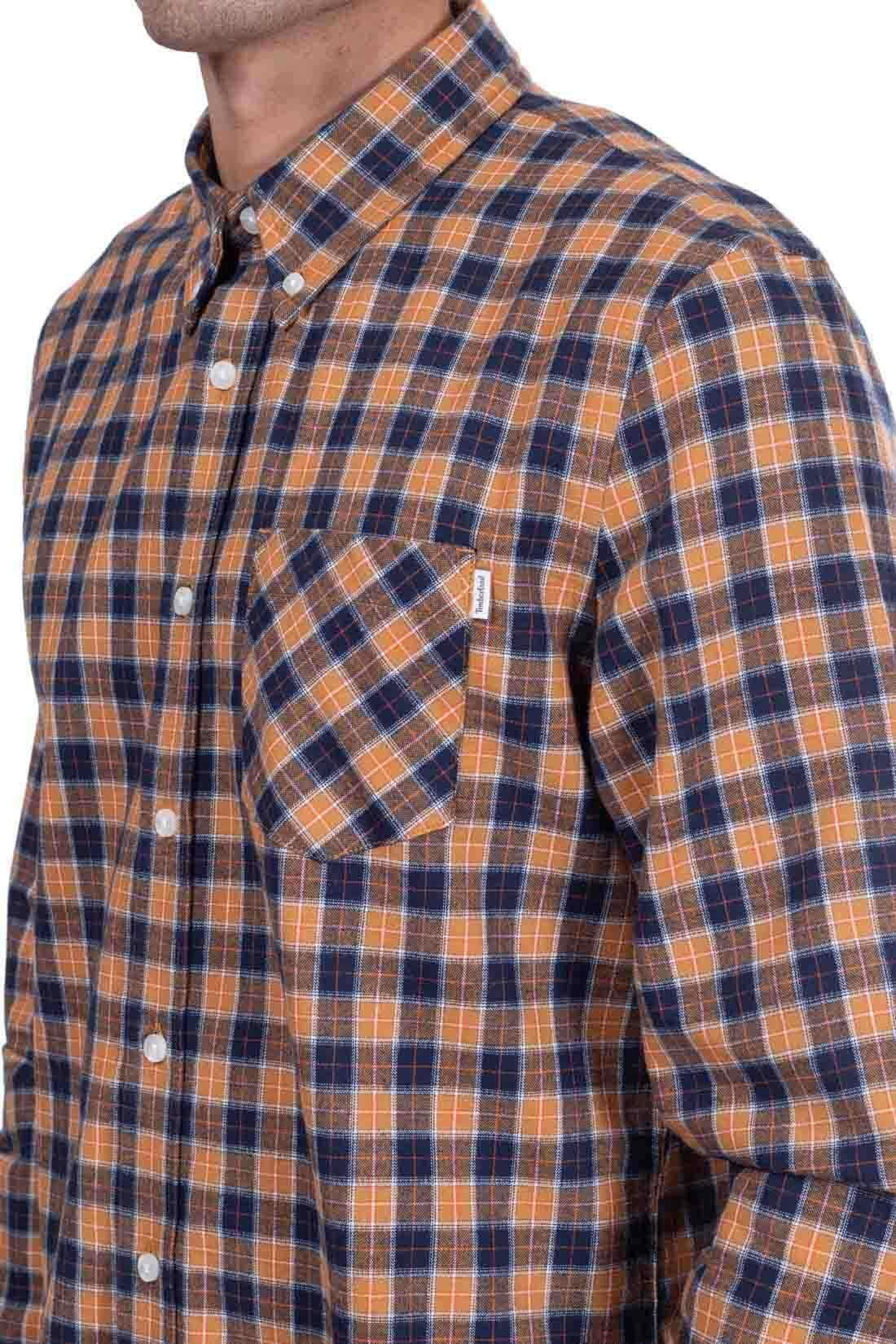 Camicia uomo scozzese con etichetta logo 1/4