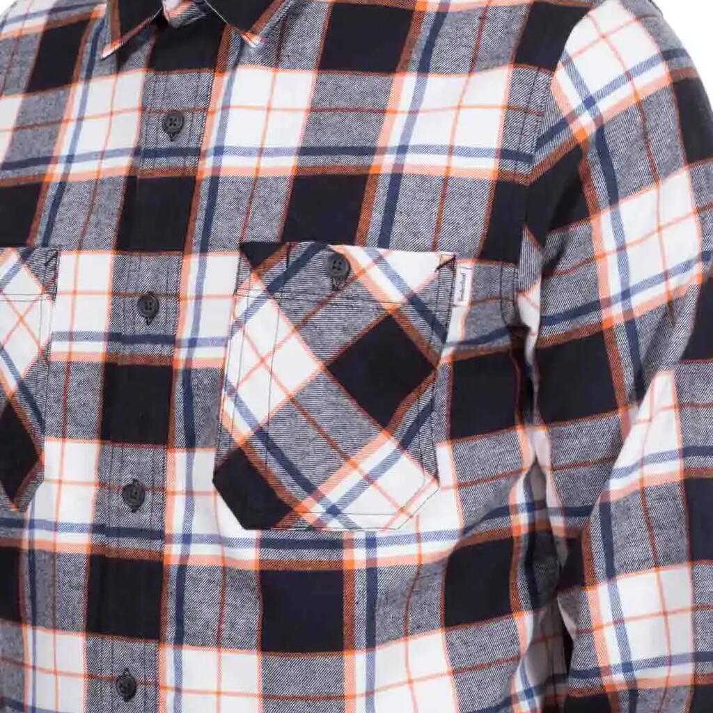 TIMBERLAND men shirt checkered long sleeves white.