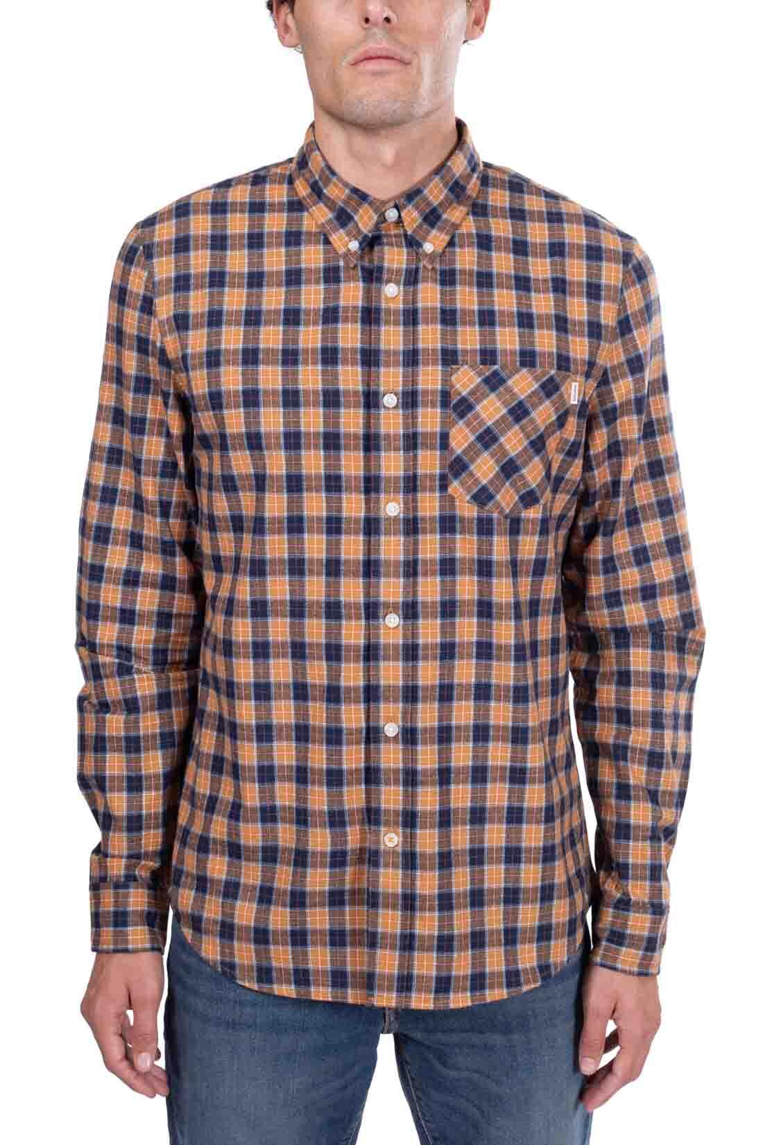 Camicia uomo scozzese con etichetta logo 2/4