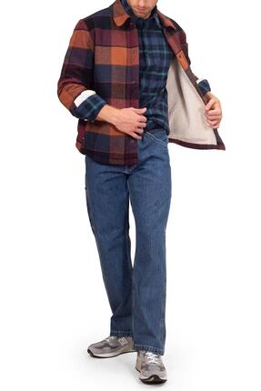 Jas - sportswear - Men - Scottish flannel met sherpa - Relaxed fit - Navy blue