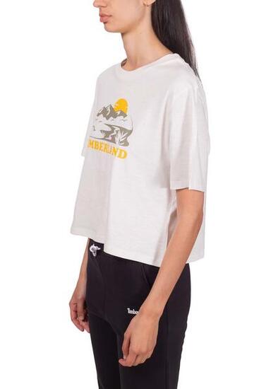 T-shirt donna crop relaxed in cotone fiammato - Taglia L