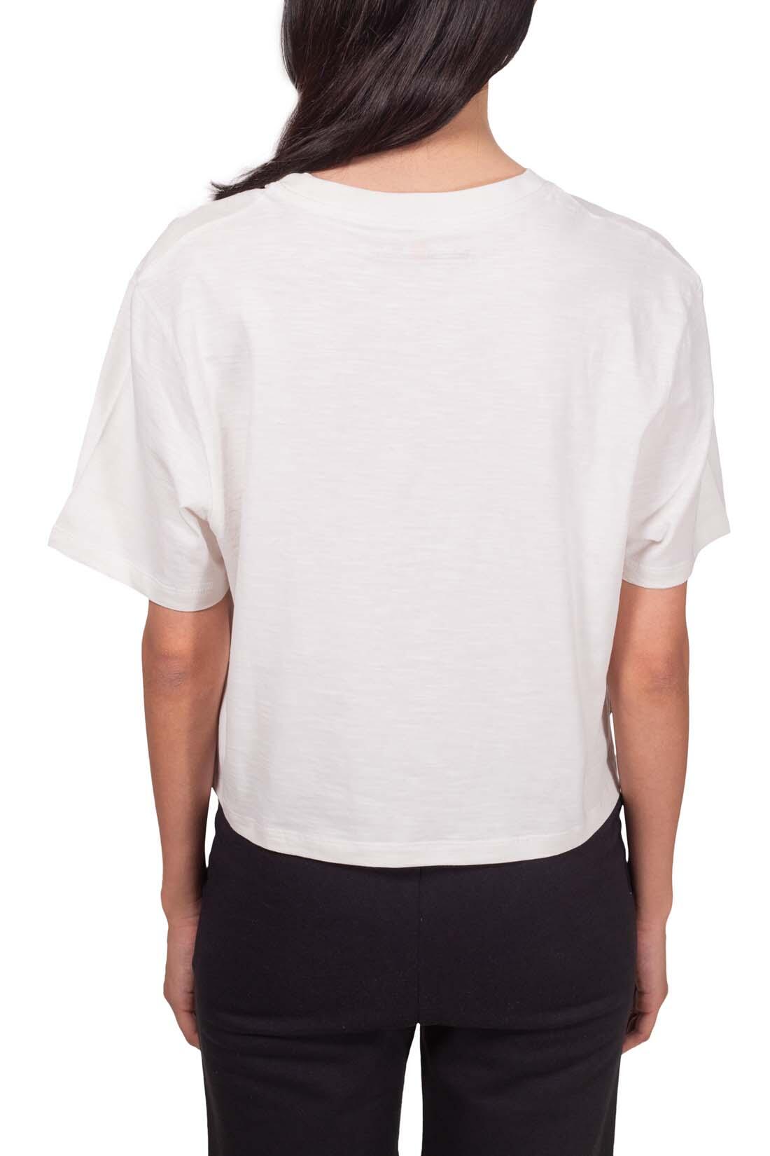 T-shirt donna crop relaxed in cotone fiammato  - Taglia M 3/5