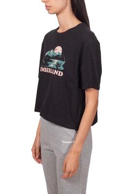 T-shirt donna crop relaxed in cotone fiammato - Taglia L