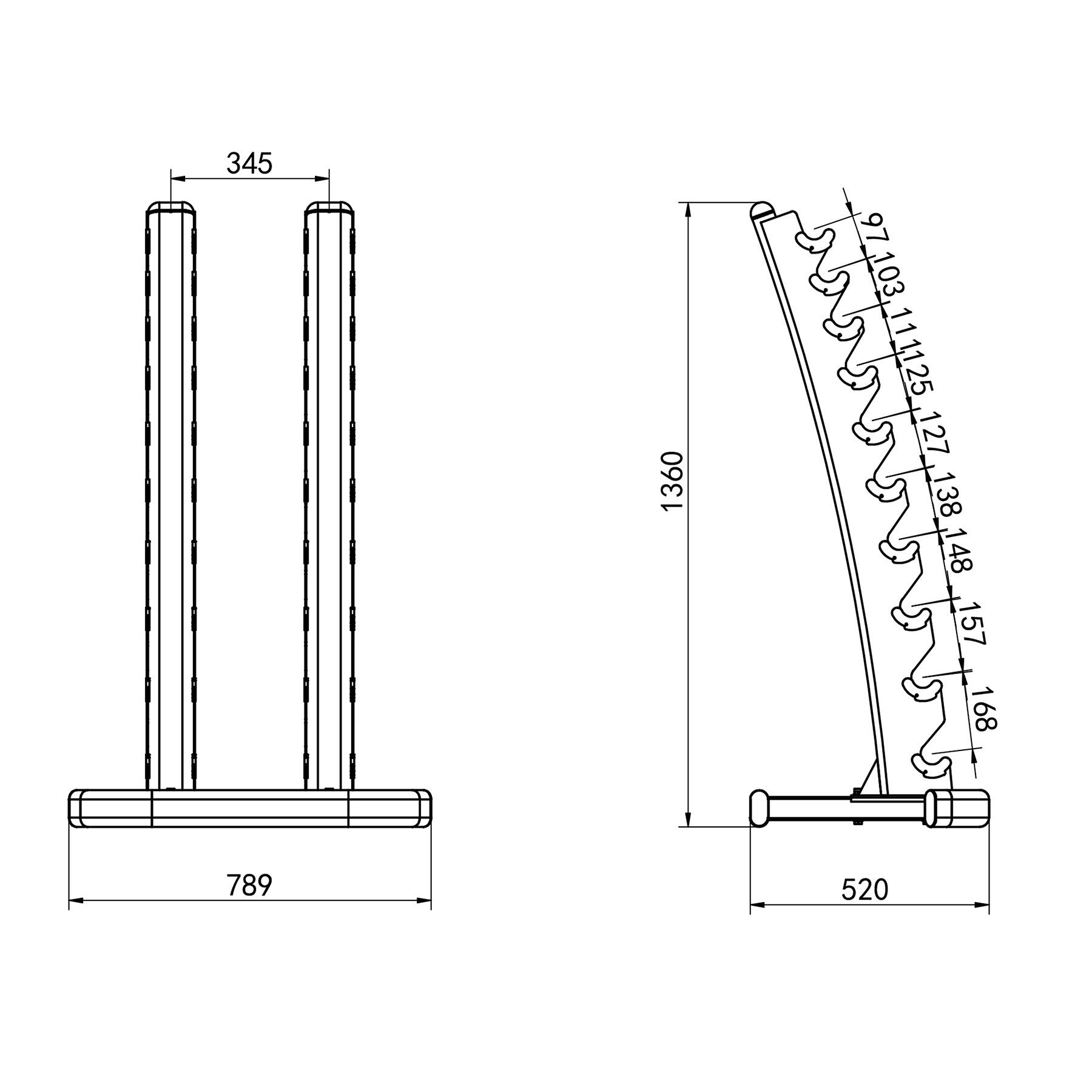 Sada 10 párů jednoruček HMS HPT 1-10 kg a stojanu STR37 4/7
