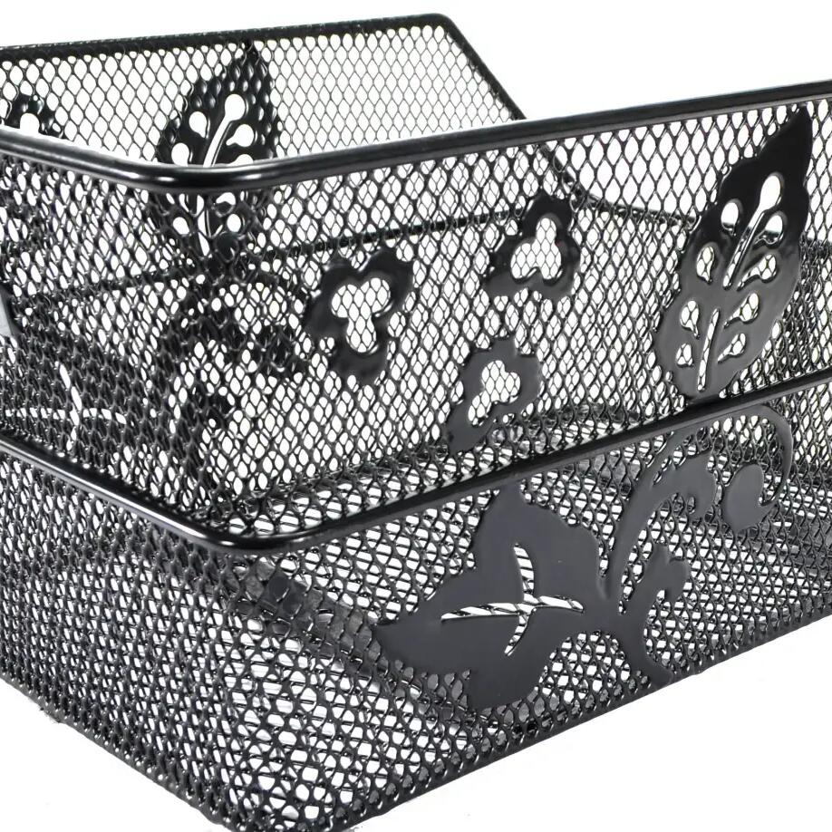 Basil Cento Flower S - Stylish Rear Bicycle Basket - Black