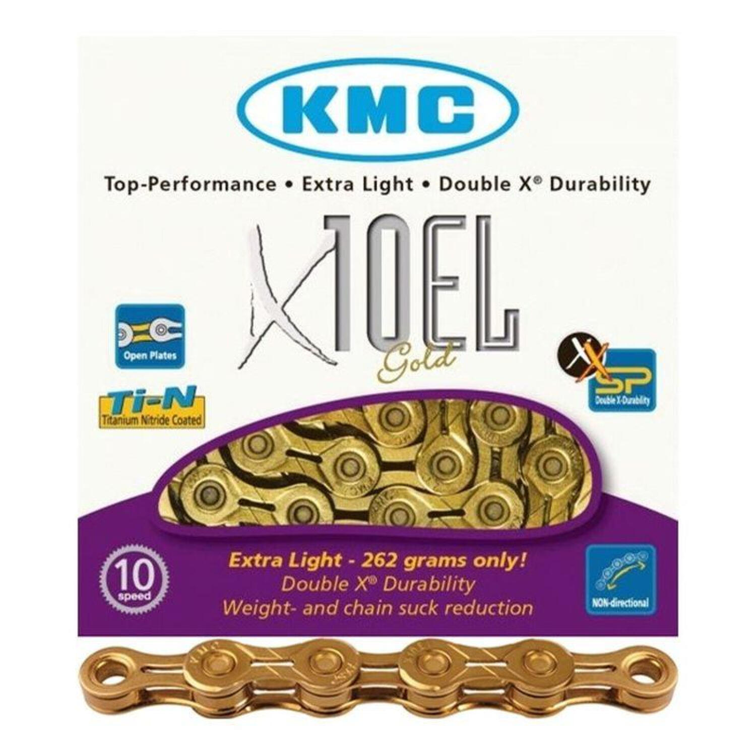 KMC KMC X10EL Goud Ti-N 10-speed fietsketting voor optimale prestaties