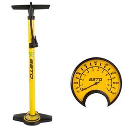 Pompe à pied Beto haute pression avec manomètre, acier, jaune.