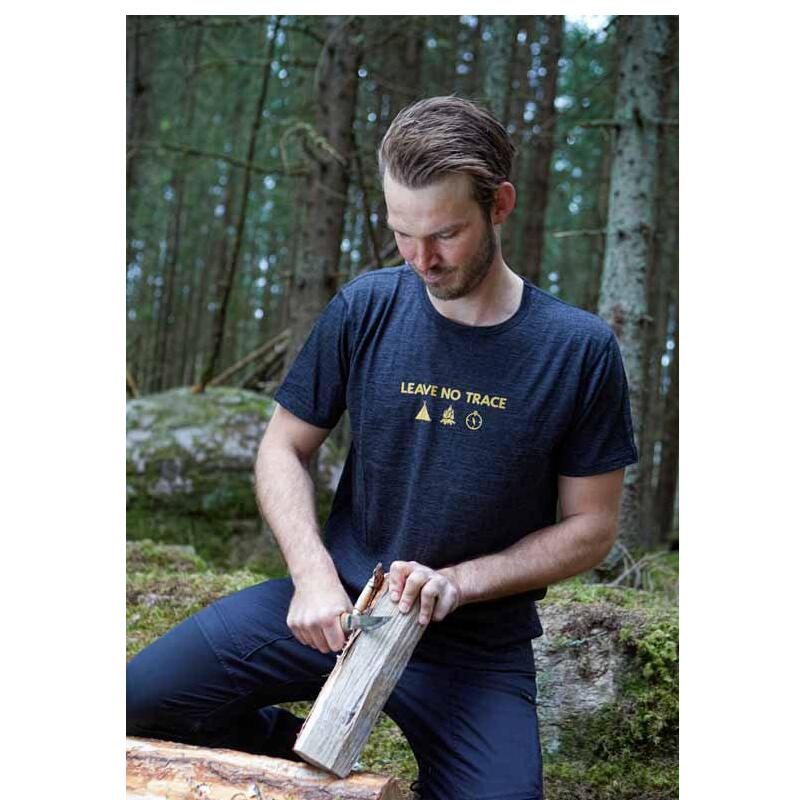 T-shirt Agaton Trace pour homme - 100% laine mérinos - Vert 3/4