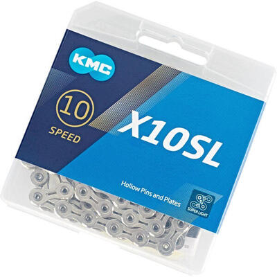 Kmc x10sl zilveren super light fietsketting voor 10 versnellingen