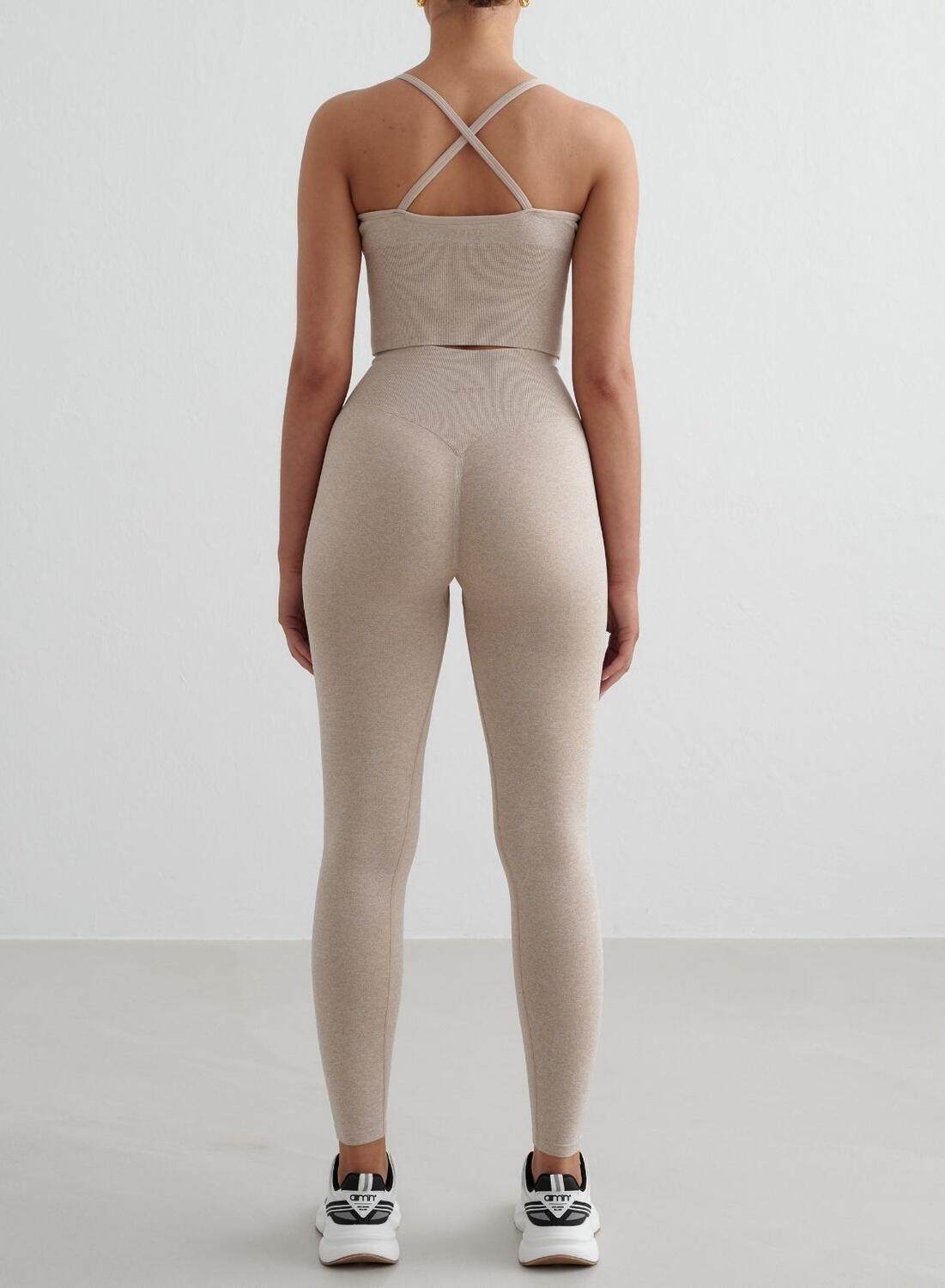 Femme Leggings Sans Couture Beige 2/6